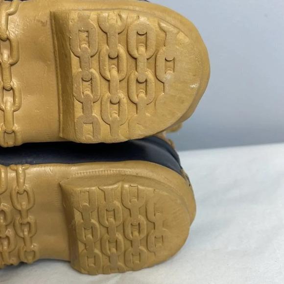 SOREL VINTAGE Duck Boots Navy Brown Leather Lined Ankle Lace Up Gorpcore Size 6 - Picture 10 of 14